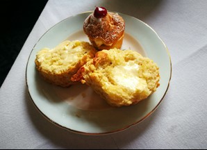 Cheese scone and Victoria sponge at Acklam Hall